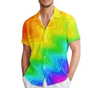 Generisch 2026 Nuova camicia a maniche corte LGBT con grafica mensile, camicia casual con stampa elegante per un comfort estivo, Rosso-C., XL