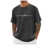 Generisch 2026 Oversized T Shirt Uomo Estate T Shirt Girocollo Manica Corta Con City Print Basic Shirts Uomo Casual Magliette Sportive 2025, grigio scuro, XS
