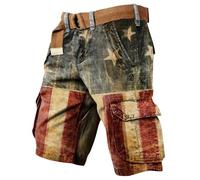 Generisch 2026 Pantaloncini cargo con stampa e pratiche tasche, ideali per avventure all'aria aperta, escursioni, lavoro, tempo libero e streetwear, Colore: rosso, 4XL