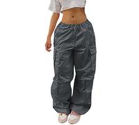 Generisch 2026 Pantaloni cargo dritti da donna taglie forti con gamba larga come comodi pantaloni per il tempo libero per un comfort casual, grigio., L