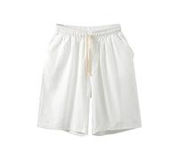 Generisch 2026 Pantaloni corti da uomo, in cotone e lino, leggeri e traspiranti, per il tempo libero, design semplice, taglio in cinque parti per un comfort casual, bianco, 7XL