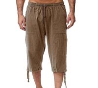 Generisch 2026 Pantaloni da jogging da uomo in cotone per primavera estate, casual casual per vacanze in spiaggia pantaloni capri invernali outdoor uomo, caffè, XXL