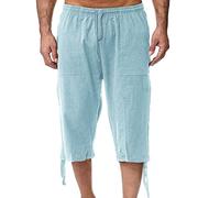 Generisch 2026 Pantaloni da jogging da uomo in cotone per primavera estate, casual casual per vacanze in spiaggia pantaloni capri invernali outdoor uomo, Azzurro, 4XL