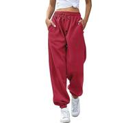 Generisch 2026 Pantaloni da jogging inferiori da donna, pantaloni da jogging, allenamento, pantaloni da yoga a vita alta con tasche, Colore: rosso, M