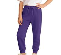 Generisch 2026 - Pantaloni da jogging per ragazzi e adolescenti, in pile, felpati, con tasche, comodi, casual, abbigliamento sportivo per l'autunno e l'inverno, Viola scuro, 7-8 Anni