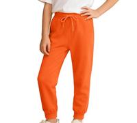 Generisch 2026 - Pantaloni da jogging per ragazzi e adolescenti, in pile, felpati, con tasche, comodi, casual, abbigliamento sportivo, autunno inverno, Colore: arancione., 7-8 Anni