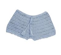 Generisch 2026 - Pantaloni da nuoto da donna estivi in tinta unita tessuti a mano da spiaggia con cinghie estensibili, pantaloni ad angolo piatto cavo, pantaloncini da bagno da uomo nero, Azzurro, S