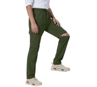 Generisch 2026 Pantaloni da outdoor trasformabili per ragazzi con gambe rimovibili per escursioni, campeggio e avventura in qualsiasi condizione atmosferica, verde militare, 160=XL