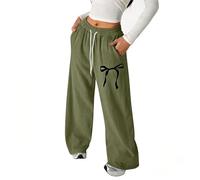 Generisch 2026 Pantaloni da ragazza a gamba dritta, pantaloni classici per il tempo libero, comodi per bambini, versatili abbigliamento quotidiano e scolastico, verde militare, 16-17 Jahre