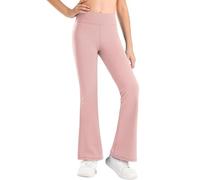 Generisch 2026 Pantaloni da yoga per ragazze a vita alta leggings svasati in stile coreano per bambini elastici morbidi e comodi pantaloni da allenamento, Colore: rosa., 11-12 Anni