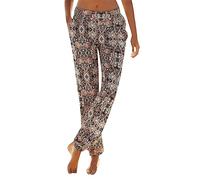 Generisch 2026 - Pantaloni lunghi Easy-Beach con tasche con stampa pantaloni alti da donna estivi eleganti, multicolore, M