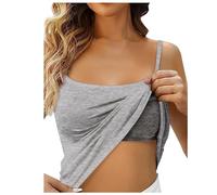 Generisch 2026 - Reggicalze Reggiseno Camisoles Regolabile Spaghetti Strap Canottiera Basic Layer Top Corto Donna Senza Pancia Sexy, grigio., M