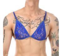 Generisch 2026 reggiseno femminile da uomo gay biancheria intima in pizzo set, Blu, S