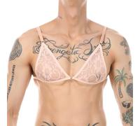 Generisch 2026 reggiseno femminile da uomo gay biancheria intima in pizzo set, cachi, M