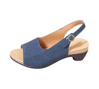 Generisch 2026 Sandali da donna alla moda tinta unita - comode scarpe casual per attività all'aperto, costruzione del tacco a cuneo in look bohémien, Blu marino, 40 EU