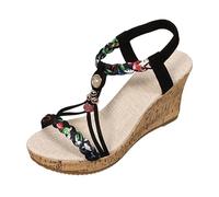 Generisch 2026 Sandali da donna con plateau stile boho, eleganti e comode, scarpe estive casual, sandali basic alla moda, Nero , 37 EU 3X-Stretta