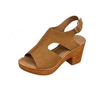 Generisch 2026 Sandali eleganti con plateau con tacco spesso in stile acquedotto - punta aperta con plantare minimalista, perfetti per tutti i giorni e gite in spiaggia, marrone, 41 EU