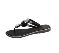 Generisch 2026 Sandali infradito alla moda con motivo floreale Cristalli Comode pantofole estive da spiaggia scarpe casual moda morbide pantofole elastiche, Nero , 41 EU