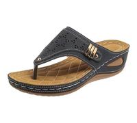 Generisch 2026 Sandali Ortopedici Donna con Supporto Arco Plantare, Flop Zeppa, Confortevoli, Eleganti, Casual Pantofole Spiaggia Pantofole Donna Rosso 38, Blu marino, 42 EU Larga