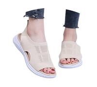 Generisch 2026 Scarpe da donna traspiranti di grandi dimensioni per la primavera: sandali eleganti alla moda con tacco intrecciato per infilarsi dentro comodi sandali per il tempo libero., beige., 40