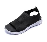 Generisch 2026 Scarpe da donna traspiranti di grandi dimensioni per la primavera: sandali eleganti alla moda con tacco intrecciato per infilarsi dentro comodi sandali per il tempo libero., Nero , 37