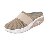 Generisch 2026 Scarpe ortopediche da donna per il tempo libero con cuscino ad aria, supporto per l'arco del piede per camminare all'aperto, comfort nel design a maglia slip-on, cachi, 38 EU