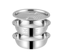 Generisch 2026 - Set da cucina in acciaio inox, 3 pezzi, versatile con scolapiatti, pratico raschietto per riso per una preparazione efficiente degli alimenti (D, 30 cm)