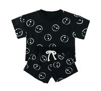 Generisch 2026 Set di 2 pezzi per neonati, maglietta e pantaloncini con stampa dolce, Nero , 4-5 Anni