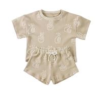 Generisch 2026 - Set di 2 pezzi per neonati, pantaloncini con stampa dolce, cachi, 4-5 Anni