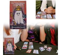Generisch 2026 - Set di carte dei tarotti di Halloween per indovinazione, serate di gioco al chiuso, perfette per adolescenti e adulti dai 7 anni in su (arancione, 12 x 7 cm)
