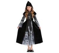 Generisch 2026 - Set di costume di Halloween per bambine, vestito da strega e scheletro, per feste cosplay, feste di Halloween, trucchi o per bambine dai 3 ai 11 anni