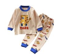 Generisch 2026 - Set pigiama per bambini e bambine, animali di dinosauro, cotone, 2 pezzi, treno, neonati, biancheria da notte dei cartoni animati, abbigliamento invernale, pigiameria per bambine