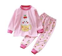 Generisch 2026 - Set pigiama per bambini e bambine, animali di dinosauro, cotone, 2 pezzi, treno, neonati, biancheria da notte dei cartoni animati, abbigliamento invernale, pigiameria per bambine