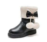 Generisch 2026 Stivali Da Neve Bambina Invernale Suola Spessa Antiscivolo Caldo Confortevole Tinta Unita Con Fiocco, Nero , 33.5 EU