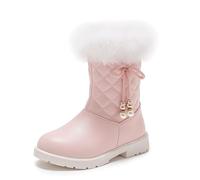 Generisch 2026 Stivali da neve per ragazze invernali con suola plateau antiscivolo, caldi, comodi, tinta unita, con fiocco cerniera laterale, Colore: rosa., 35.5 EU