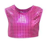 Generisch 2026 Top da cheerleader per bambini con paillettes Performance gilet per squadre di danza e attività prescolari, rosa intenso, 15-18 Jahre