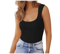 Generisch 2026 Top estivo da donna basic slim fit camicie senza maniche carine, Nero , L