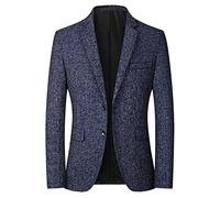 Generisch 2026 - Trend invernale per uomo, colletto retrospazzolato, singolo, due bottoni rotondi, con taschino, per il tempo libero, Blu marino, 185-2XL