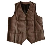 Generisch 2026 Uomini Gentlemen Plays V Scollo Tinta unita Borsa Gilet In Pelle, caffè, 3XL