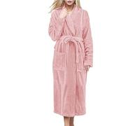Generisch 2026 - Vesti da donna Lunghi in tela di cotone per le donne Plus Size Accappatoio Vestiti da donna & Accappatoio da donna, Colore: rosa., M