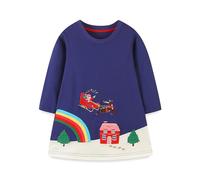 Generisch 2026 - Vestito a maniche lunghe per bambini, motivo arcobaleno, in cotone, casual, per feste e occasioni speciali