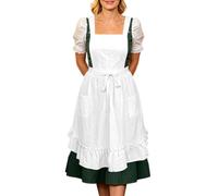 Generisch 2026, vestito alla moda in tinta unita con grembiule con lacci, abito da donna, costume tradizionale ispirato alla storia, vestibilità fissa (bianco-c, taglia unica)