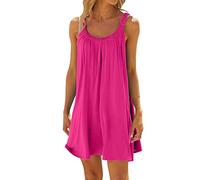 Generisch 2026 - Vestito da spiaggia da donna, bikini, copertura, casual, vacanza, abiti corti estivi titolari ceneri abito da donna, rosa intenso, S