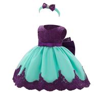 Generisch 2026 - Vestito in pizzo per neonata, per battesimo, con fiocco, per matrimonio, battesimo, tutù, per il primo compleanno, per ragazze, multicolore, 12-18 Mesi