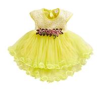 Generisch 24 Storie Avvento Bambini Fiori Fiori Tulle Increspato Principessa Abiti Vestiti Ragazza Lunga, giallo., 12-18 Mesi