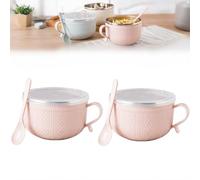 Generisch 25-Oz Mug Meals W/Lid-Its, 2/4 pezzi Meal Mugs Set, Soup Mugs with Handles and Lids for Soups, Stews, Coffee (2pcs *Rosa)