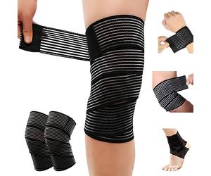 Generisch 2er 200CM Benda per Coscia, Klettband ad Alta Elasticità Benda a Compressione per Forza Sportiva Benda per Ginocchio Gambe Fascia di Fissaggio per Braccio, Gomito, Polpaccio, Mano, Caviglia
