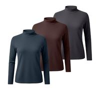 Generisch 3 magliette termiche da donna a maniche lunghe, con collo alto, termiche per l'inverno, calde, slim fit, maglione, elegante, a maniche lunghe, elasticizzate, 1 grigio, 5XL