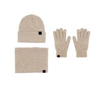 Generisch 3 pezzi berretto invernale, guanti, sciarpa e scaldacollo, set con collo foderato, sciarpe in cashmere, for uomo donna(Khaki)