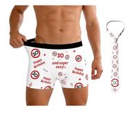 Generisch 30-60° compleanno, uomo, 18° compleanno, ragazzo, regalo di compleanno per uomini, boxer e cravatta, design rosso e bianco con cartelli stradali e frasi divertenti, regali divertenti per